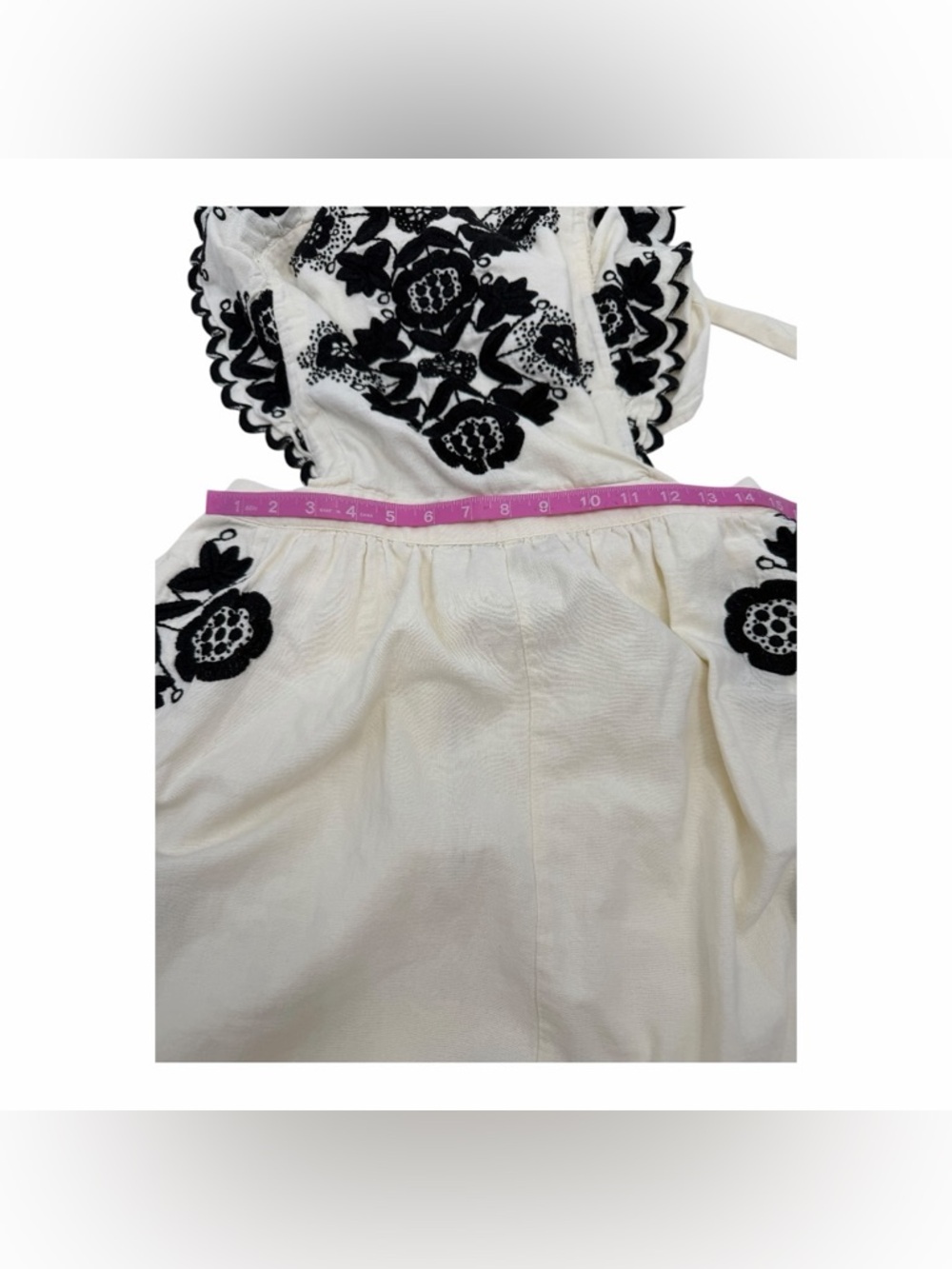 Sea New York Embroidered Midi Dress Ivory Black Floral Boho Dress - Picture 6 of 8